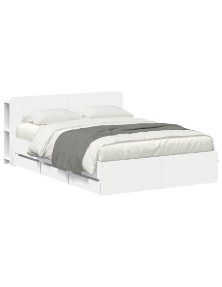 Telaio del letto con storage con testiera Bianco 150 x 200 cm