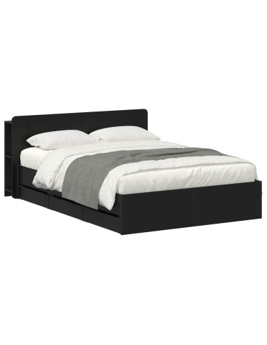 Telaio del letto con storage con testiera Nero 160 x 200 cm