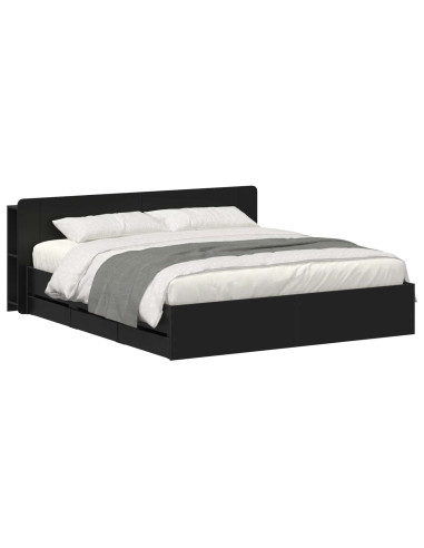 Telaio del letto con storage con testiera Nero 200 x 200 cm