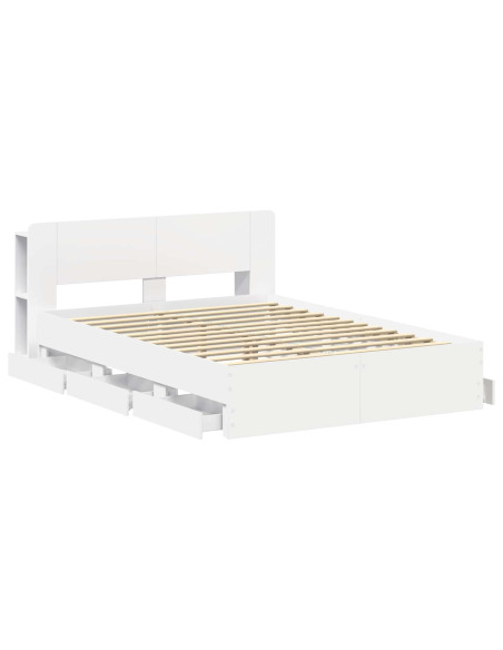 Telaio del letto con storage con testiera Bianco 150 x 200 cm