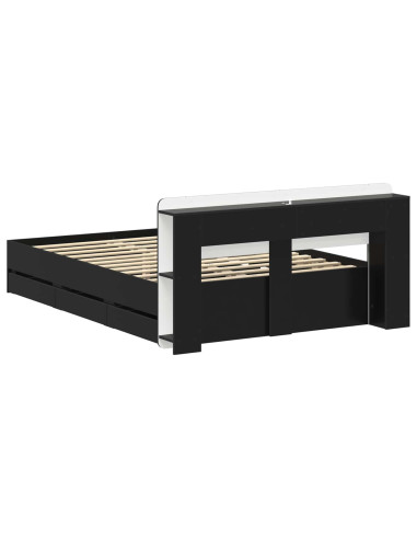 Telaio del letto con storage con testiera Nero 160 x 200 cm