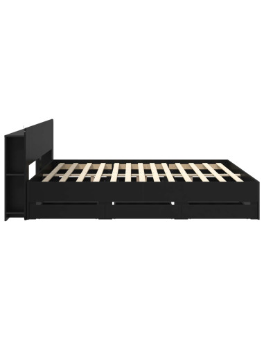 Telaio del letto con storage con testiera Nero 180 x 200 cm