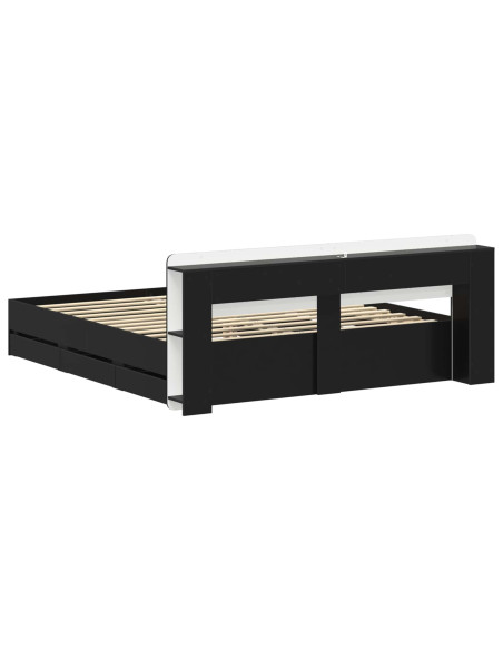 Telaio del letto con storage con testiera Nero 200 x 200 cm