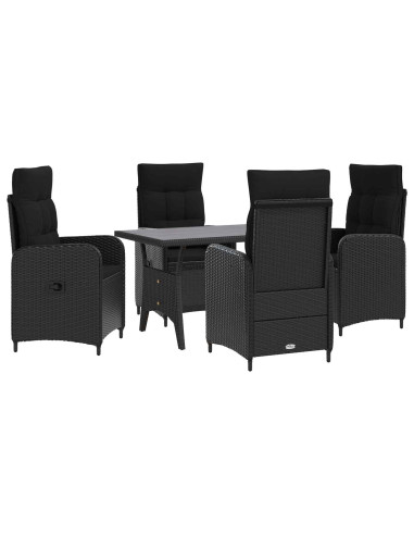 Set da pranzo per esterni 5 pcs Nero polyrattan