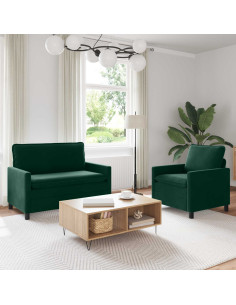 Set di divani 2 pcs Verde scuro Velluto
