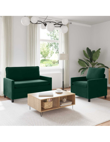 Set di divani 2 pcs Verde scuro Velluto