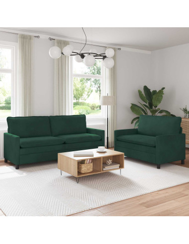 Set di divani 2 pcs Verde scuro Velluto