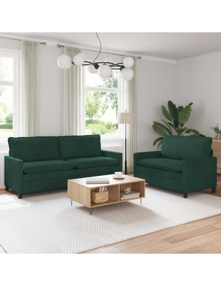 Set di divani 2 pcs Verde scuro Velluto