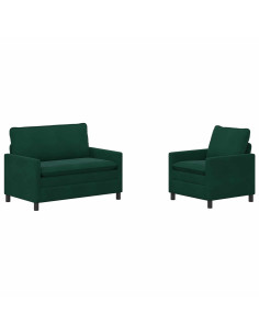 Set di divani 2 pcs Verde scuro Velluto 2
