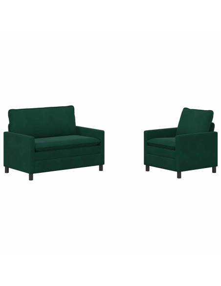 Set di divani 2 pcs Verde scuro Velluto