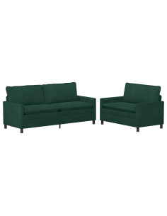 Set di divani 2 pcs Verde scuro Velluto 2