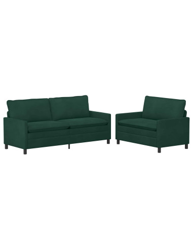 Set di divani 2 pcs Verde scuro Velluto