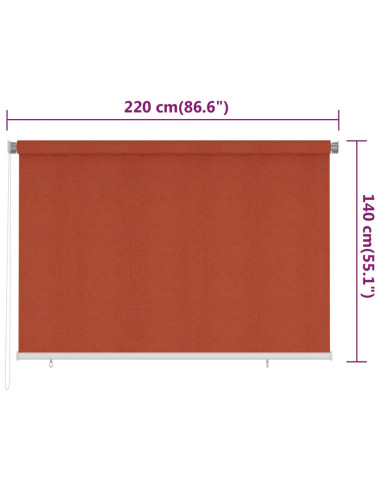 Tenda a Rullo per Esterni 220x140 cm Terracotta HDPE