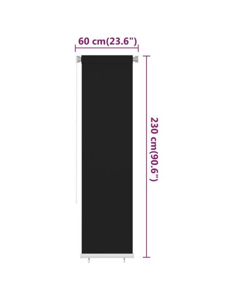 Tenda a Rullo per Esterni 60x230 cm Nera HDPE