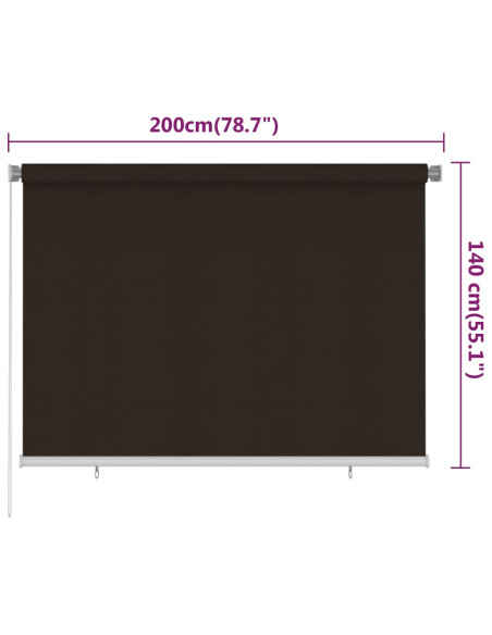 Tenda a Rullo per Esterni 200x140 cm Marrone HDPE