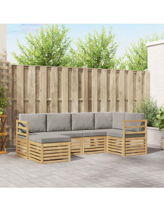 Set di divani da esterno 6 pcs Bianco e Grigio Chiaro