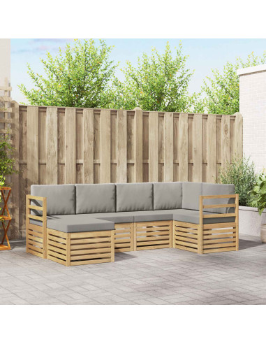 Set di divani da esterno 6 pcs Bianco e Grigio Chiaro