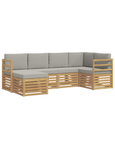 Set di divani da esterno 6 pcs Bianco e Grigio Chiaro