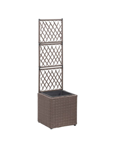 Letto Rialzato Traliccio 1 Vaso 30x30x107cm Polyrattan Marrone