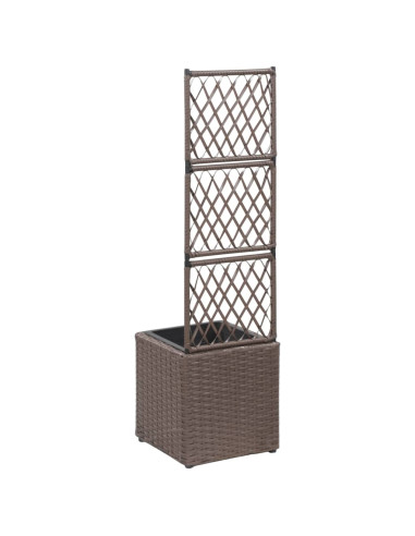 Letto Rialzato Traliccio 1 Vaso 30x30x107cm Polyrattan Marrone