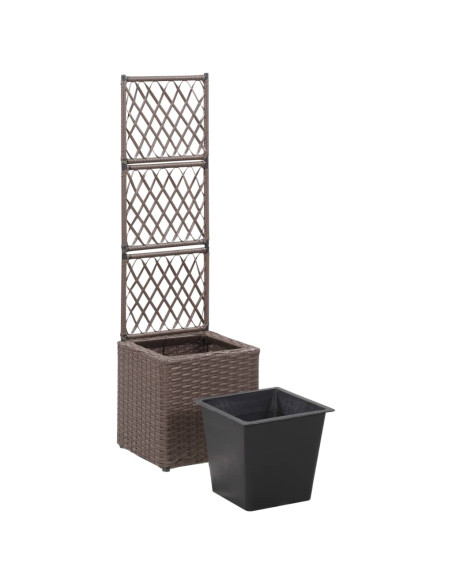 Letto Rialzato Traliccio 1 Vaso 30x30x107cm Polyrattan Marrone
