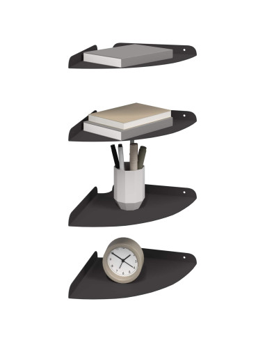 Mensola sospesa con lo scaffale 4 pcs Nero 24 x 24 x 2 cm