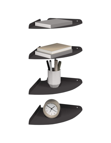 Mensola sospesa con lo scaffale 4 pcs Nero 24 x 24 x 2 cm