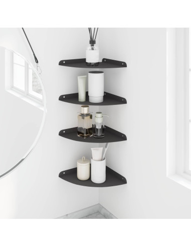 Mensola sospesa con lo scaffale 4 pcs Nero 24 x 24 x 2 cm