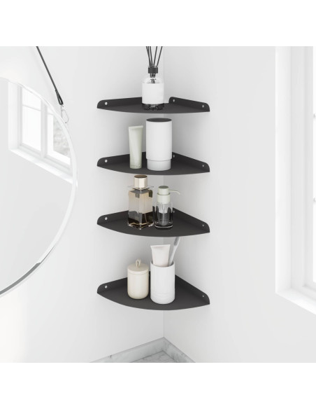 Mensola sospesa con lo scaffale 4 pcs Nero 24 x 24 x 2 cm