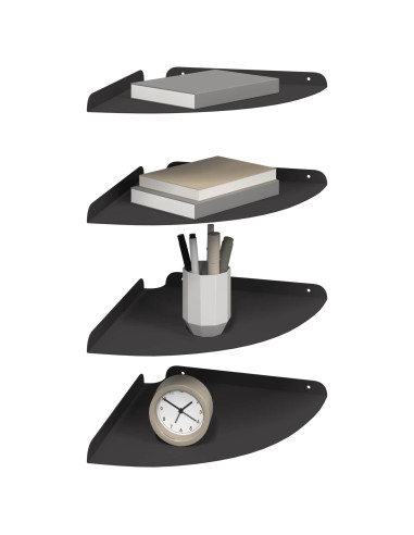 Mensola sospesa con lo scaffale 4 pcs Nero 30 x 30 x 2 cm