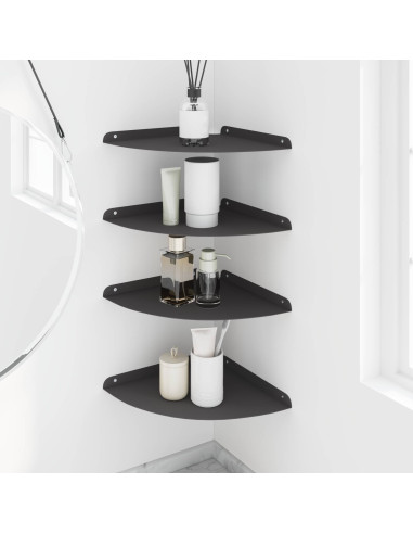 Mensola sospesa con lo scaffale 4 pcs Nero 30 x 30 x 2 cm