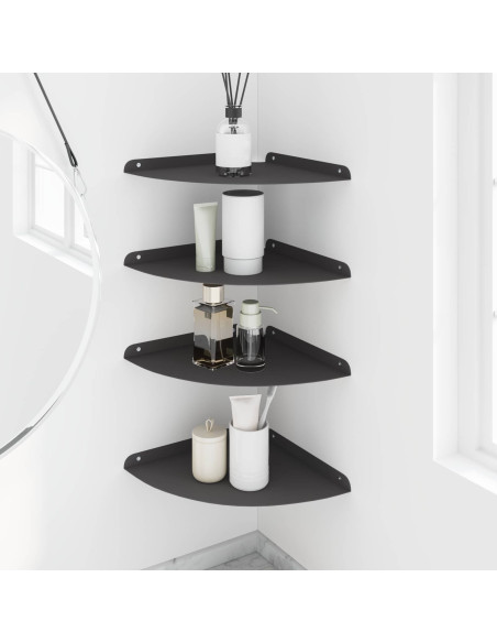 Mensola sospesa con lo scaffale 4 pcs Nero 30 x 30 x 2 cm