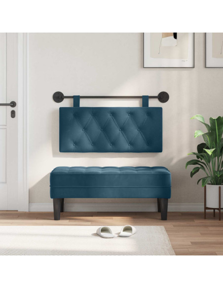 Testata appesa Montaggio a parete Blu 90 x 55 x 7 cm Velluto