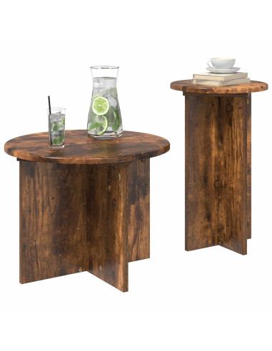 Set tavolini 2 pcs Rovere Fumo Legno ingegnerizzato