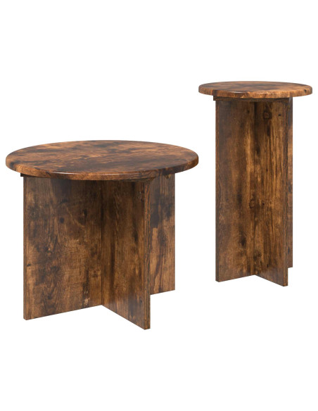 Set tavolini 2 pcs Rovere Fumo Legno ingegnerizzato