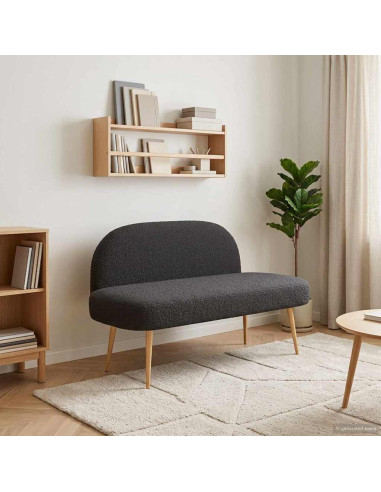 Panchina imbottita con schienale Nero 110 x 60 x 76 cm Bouclé