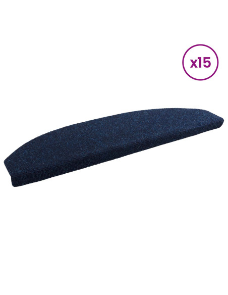 Tappetini per scale autoadesivi 15 pcs Navy 80 x 24,5 x 3,5 cm