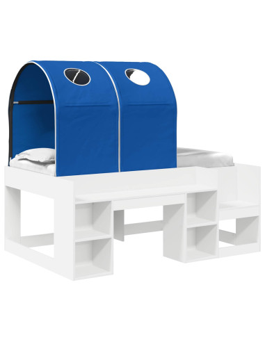 Letto con Tunnel 4 pcs Bianco e Blu Legno ingegnerizzato