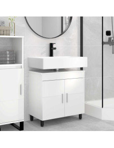 Mobiletto da bagno Bianco Lucido 60 x 35 x 60 cm