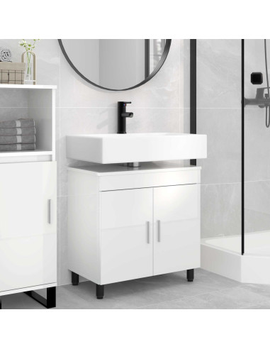 Mobiletto da bagno Bianco Lucido 60 x 35 x 60 cm