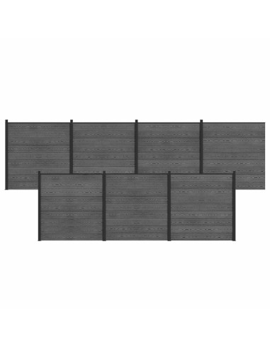 Pannello di Recinzione 7 pcs WPC e Alluminio Grigio
