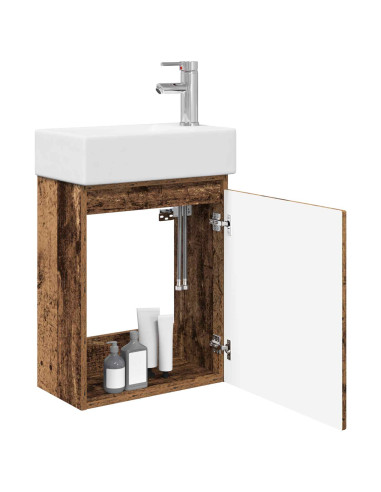 Mobile bagno con rubinetto Legno antico 45,5 x 25,5 x 84 cm
