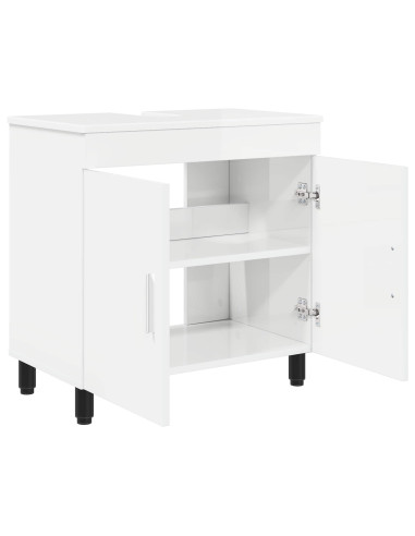 Mobiletto da bagno Bianco Lucido 60 x 35 x 60 cm