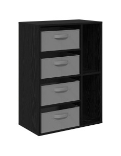 Credenza con cassetto Rovere Nero 60 x 33,5 x 84 cm 2