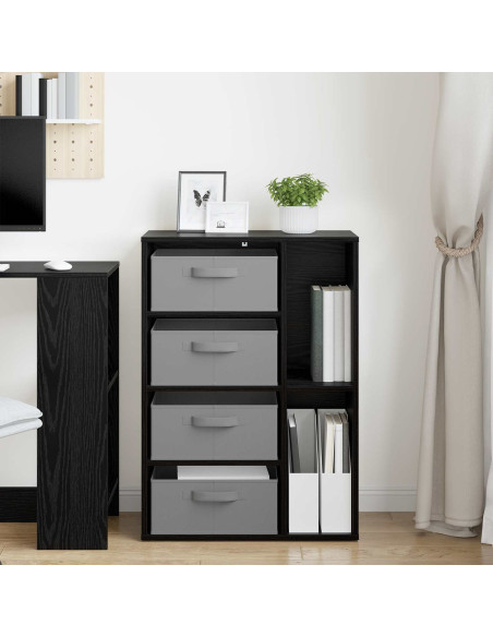 Credenza con cassetto Rovere Nero 60 x 33,5 x 84 cm