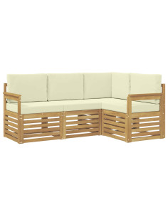 Set di divani da esterno 4 pcs Bianco e Crema 2