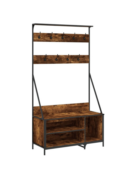Appendiabiti con Porta Scarpe Rovere Fumo 100x41x184 cm