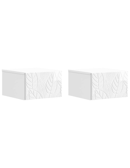 Mobiletto da notte a muro 2 pcs Bianco Lucido 49 x 34,5 x 20 cm