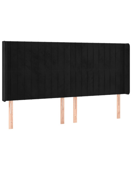 Testiera ad Orecchio Nera 163x16x118/128 cm in Velluto