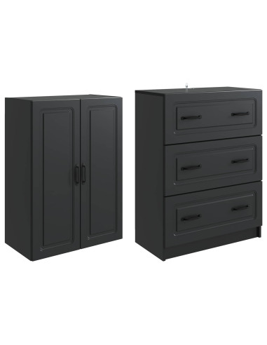 Set di armadi 2 pcs Nero 66 x 34,5 x 87 cm Legno ingegnerizzato